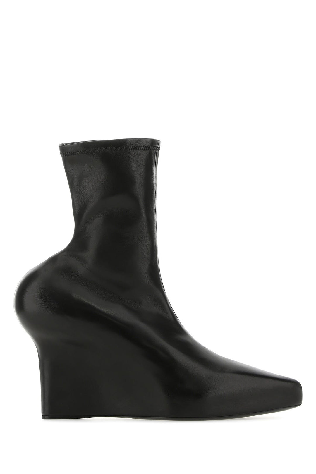 Black nappa leather ankle boots