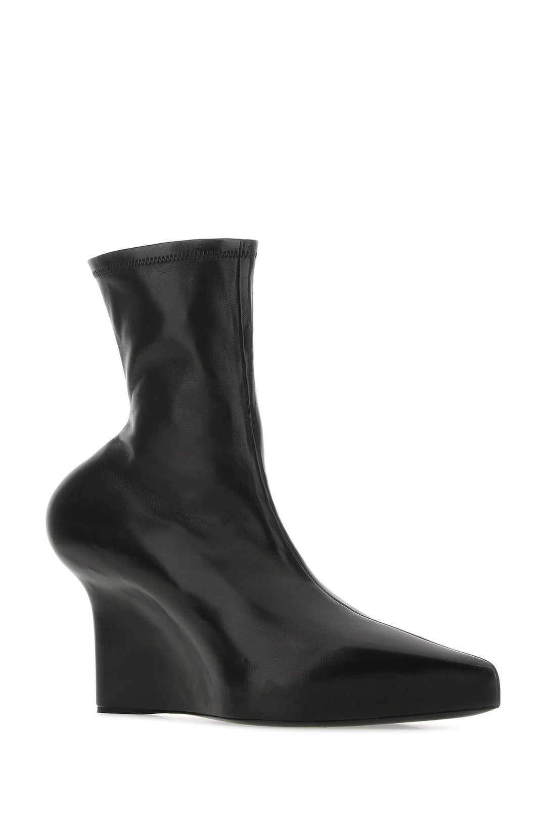 Black nappa leather ankle boots