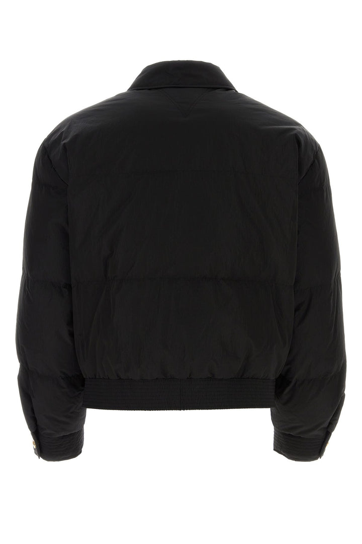 Black nylon down jacket