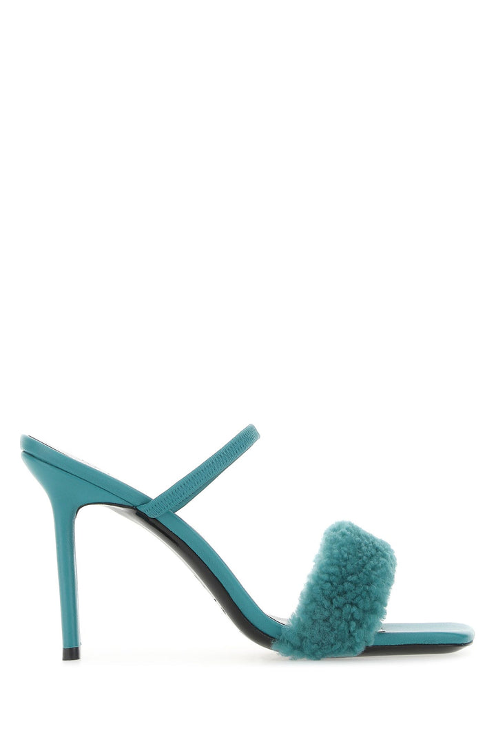 Turquoise leather Ada mules