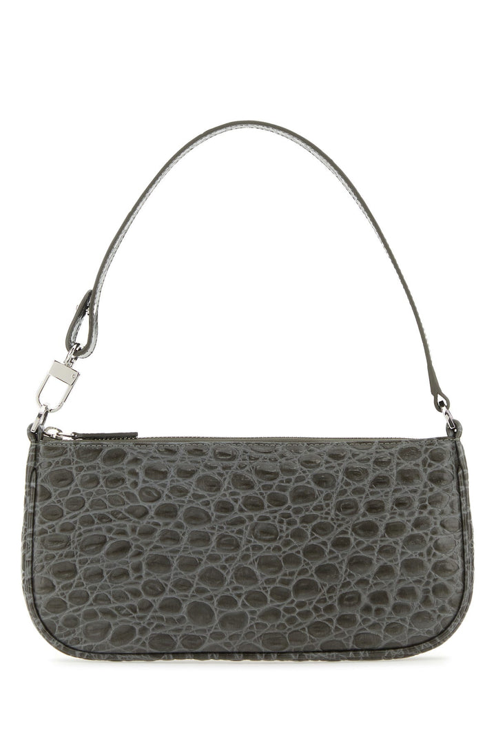 Dove grey leather Rachel shoulder bag