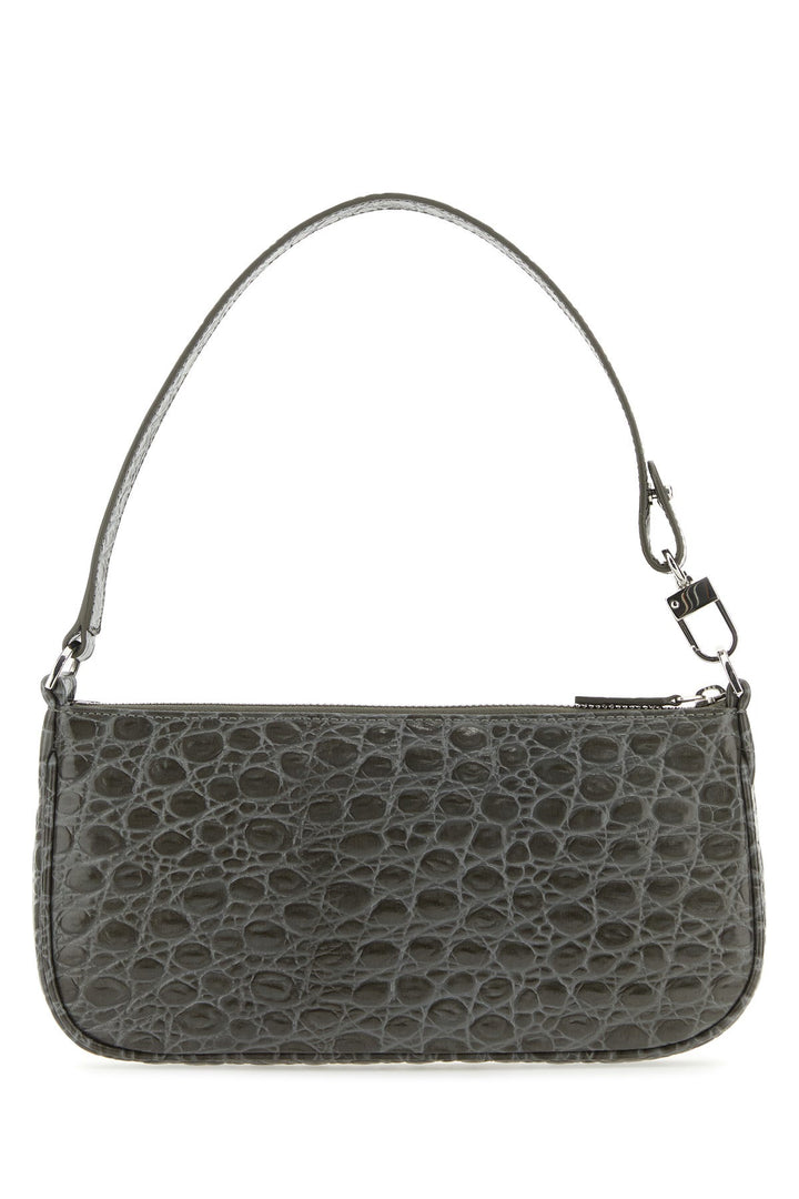 Dove grey leather Rachel shoulder bag