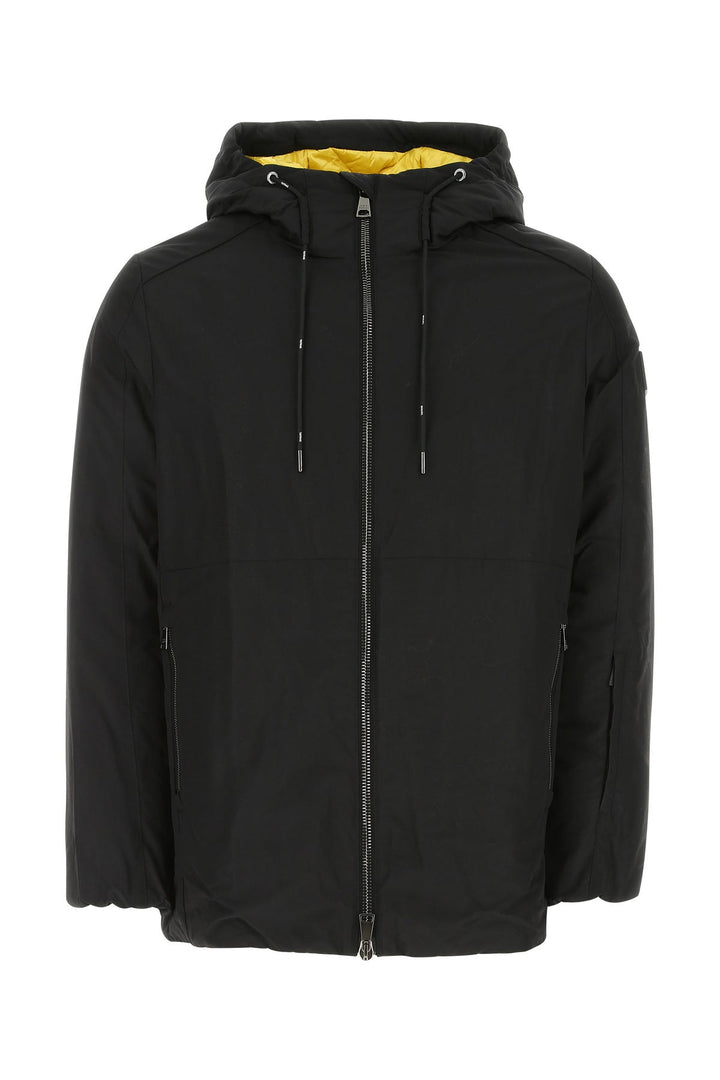 Black nylon down jacket