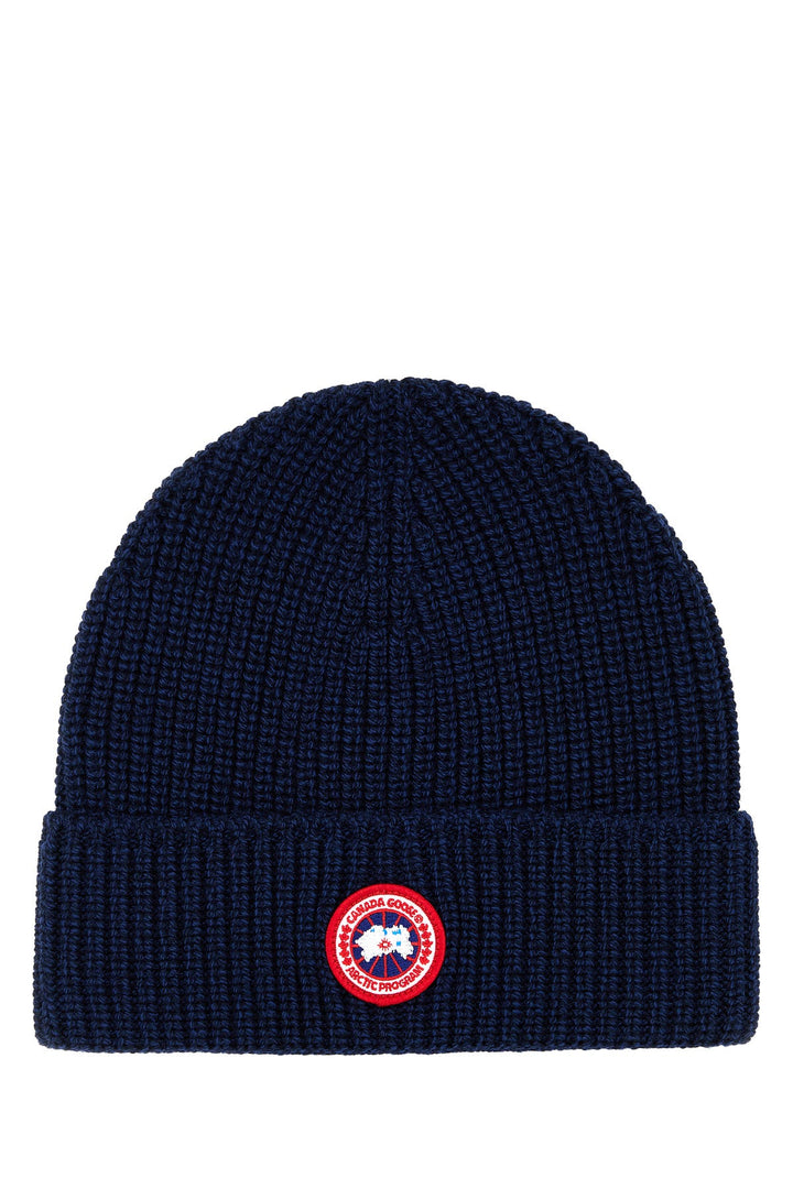 Navy blue wool beanie hat