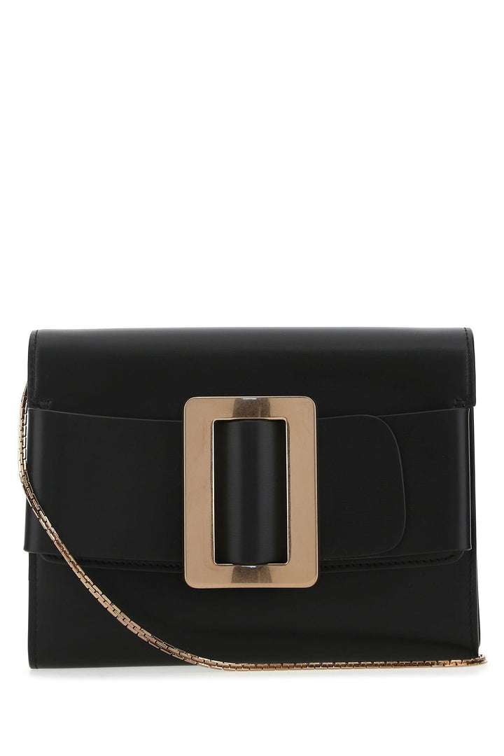 Black leather Buckle clutch