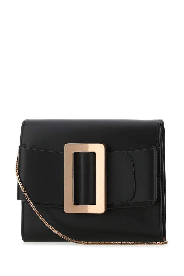 Black leather Buckle clutch