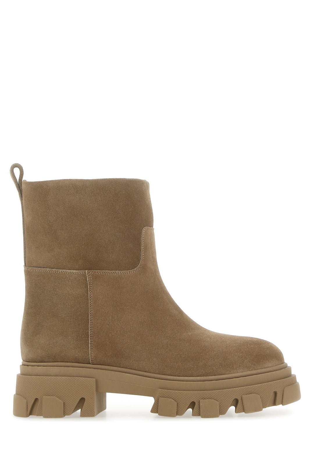 Biscuit suede ankle boots