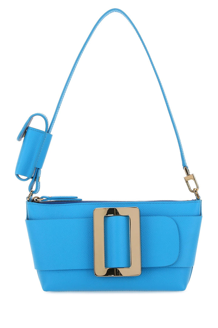 Light blue leather Buckle shoulder bag