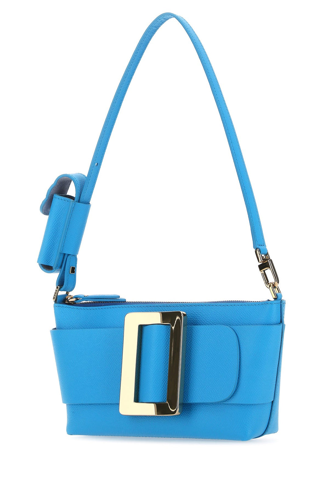 Light blue leather Buckle shoulder bag