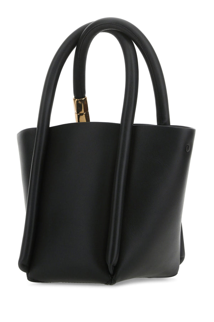 Black leather Lotus 12 handbag