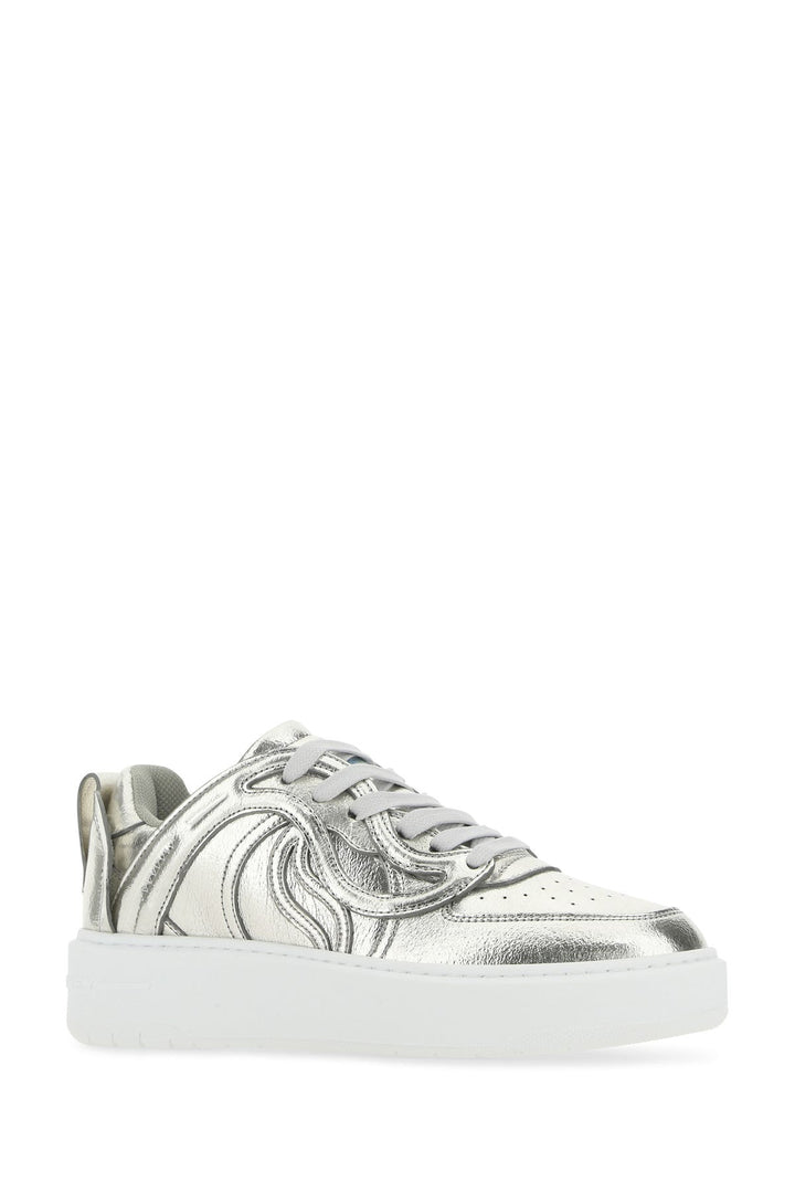 Silver synthetic leather S-Wave sneakers