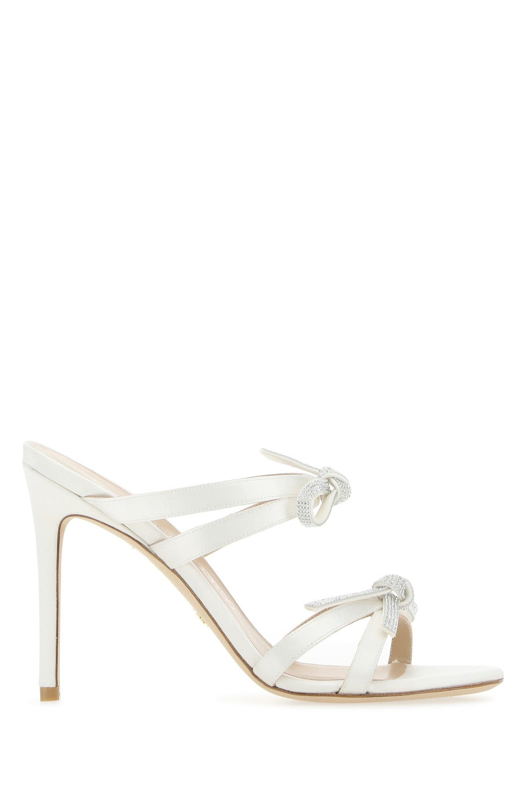 White satin SW Bow mules