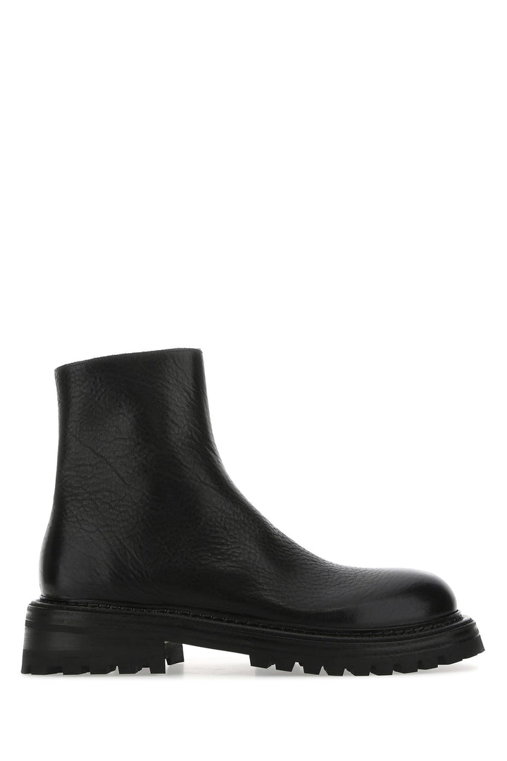 Black leather ankle boots