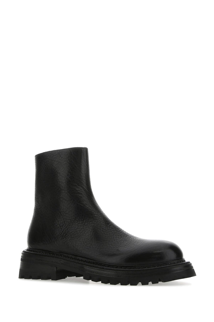 Black leather ankle boots