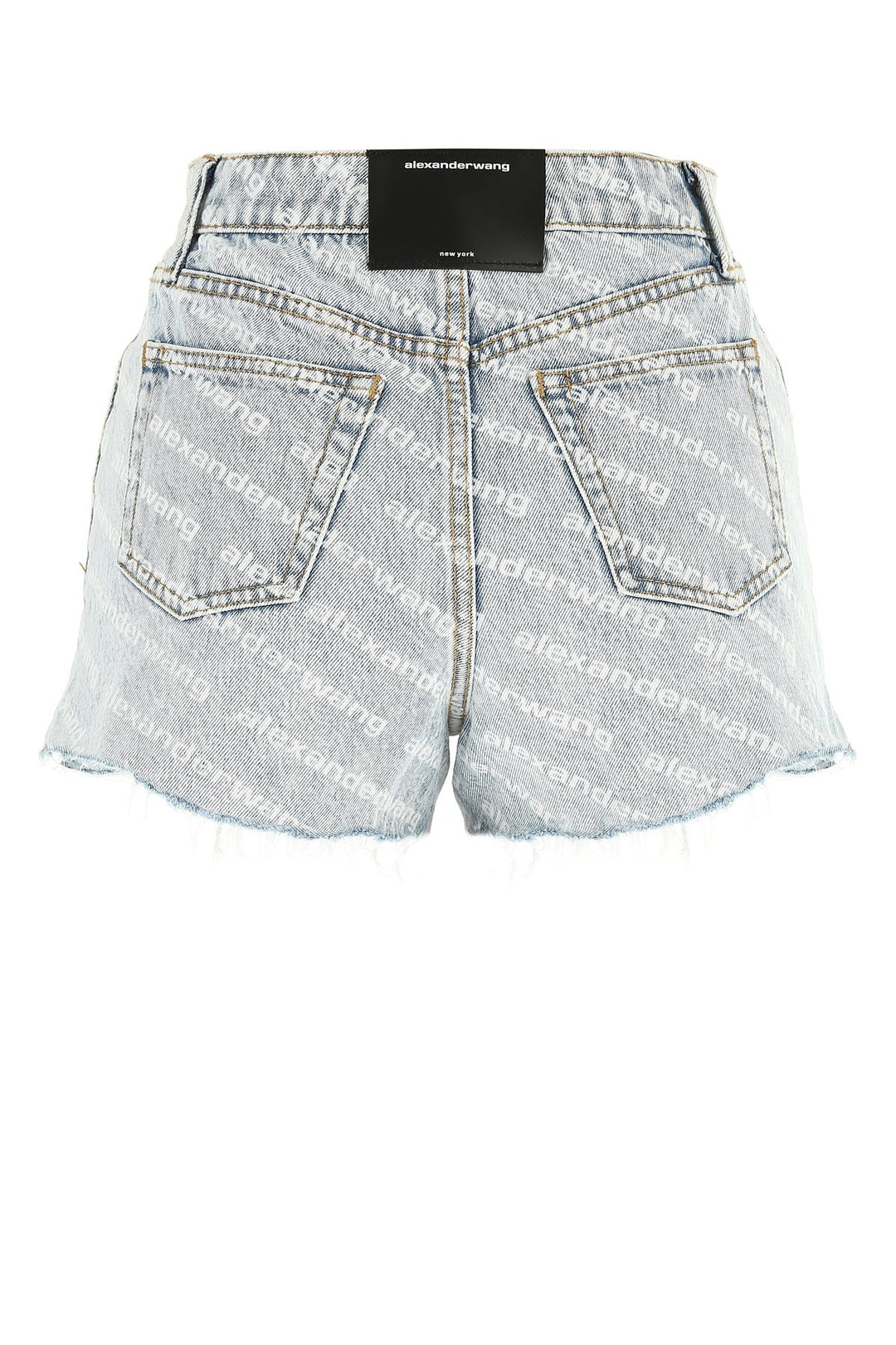 Printed denim shorts