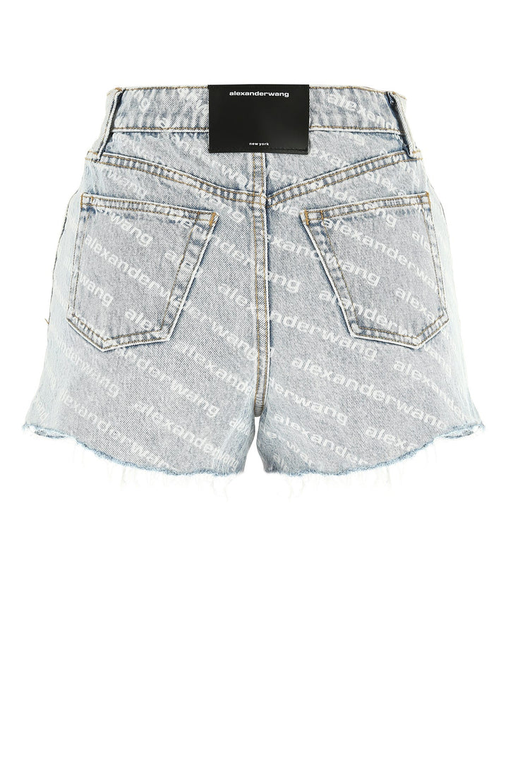 Printed denim shorts