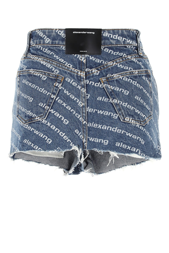 Printed denim shorts