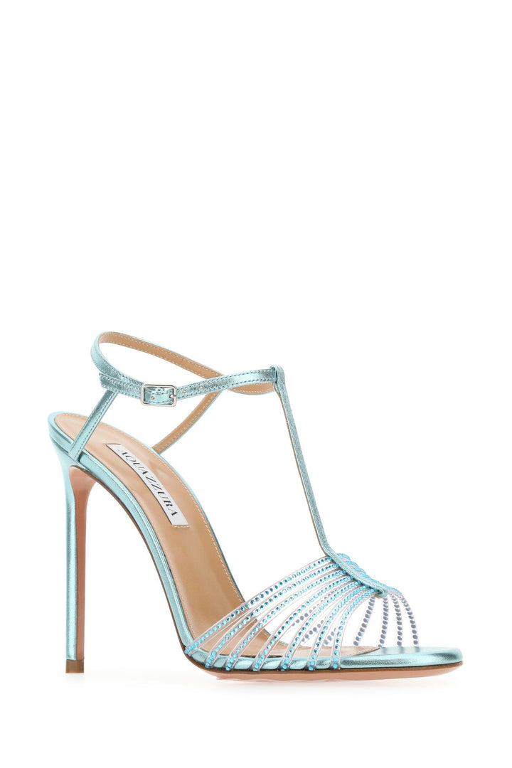 Light-blue nappa leather Amore Mio 105 sandals