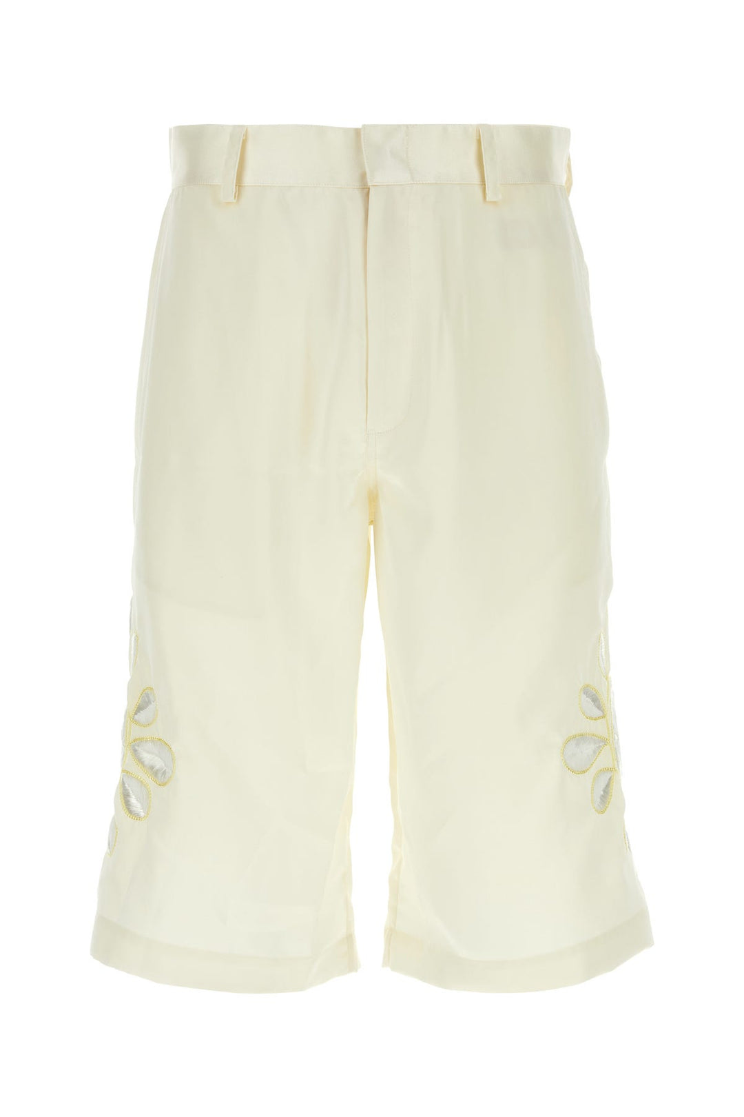 Ivory satin bermuda shorts