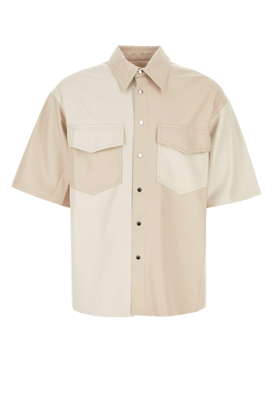 Two-tone synthetic leather shirt