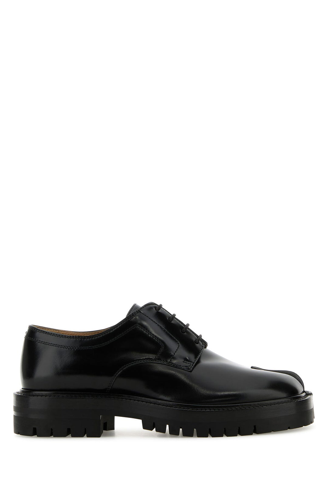 Black leather Tabi lace-up shoes