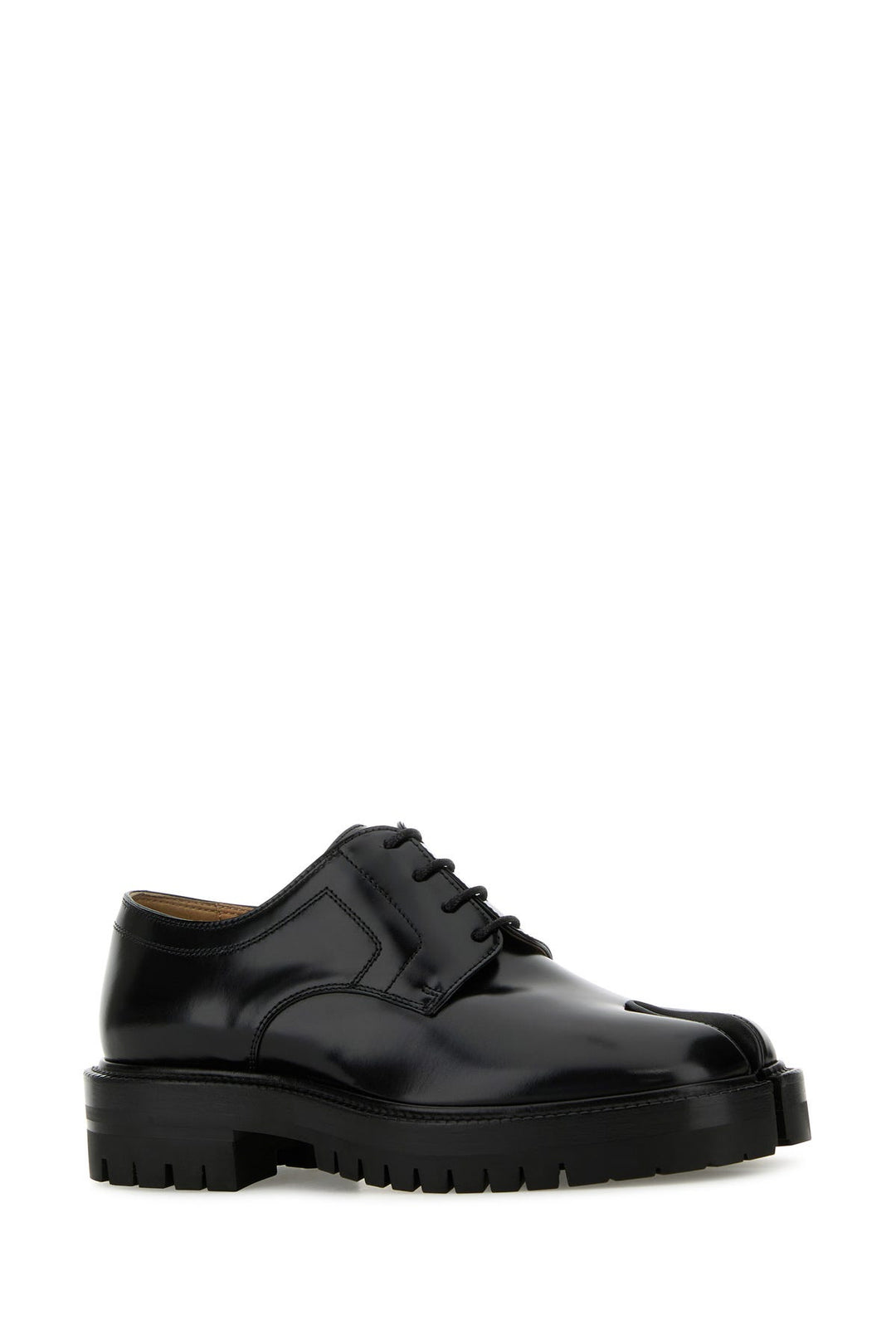 Black leather Tabi lace-up shoes