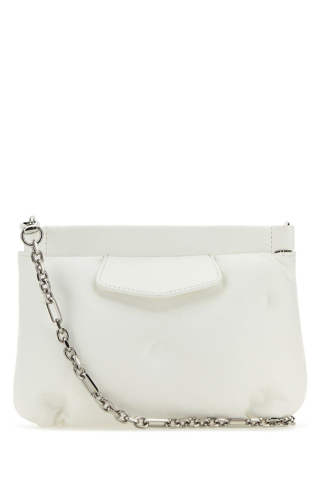 White nappa leather mini Slam Red Carpet clutch