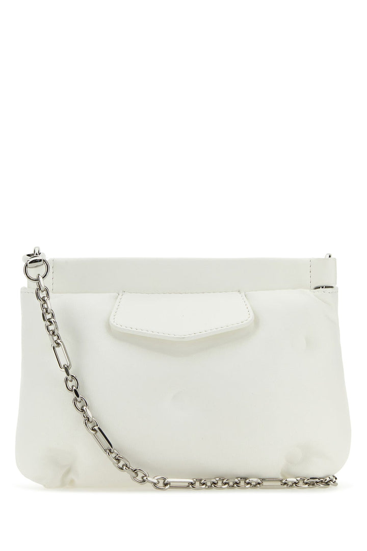 White nappa leather mini Slam Red Carpet clutch