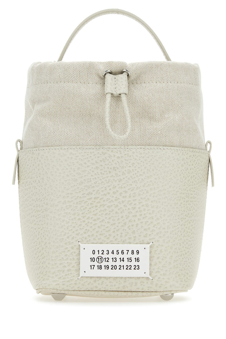 Chalk leather and canvas mini 5AC bucket bag