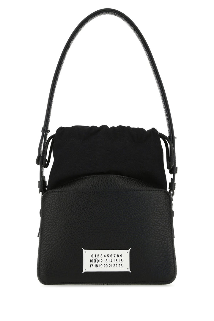 Black leather and fabric 5AC bucket bag