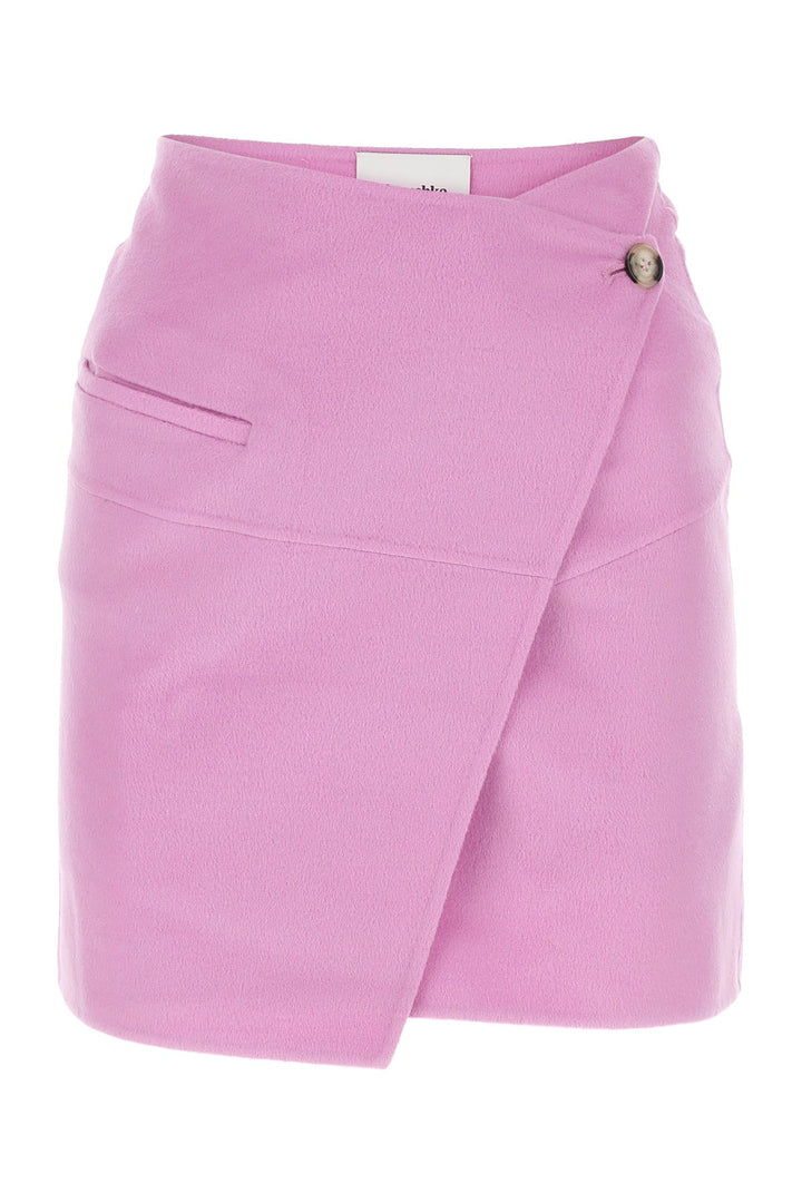 Pink wool blend mini skirt