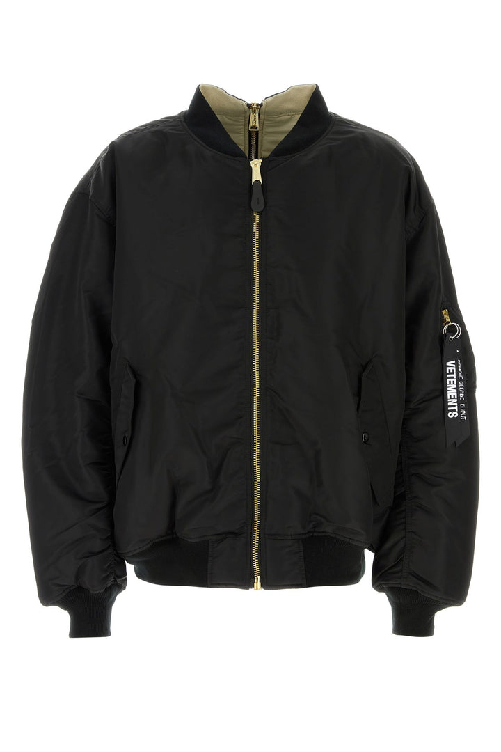 Black nylon reversible padded jacket