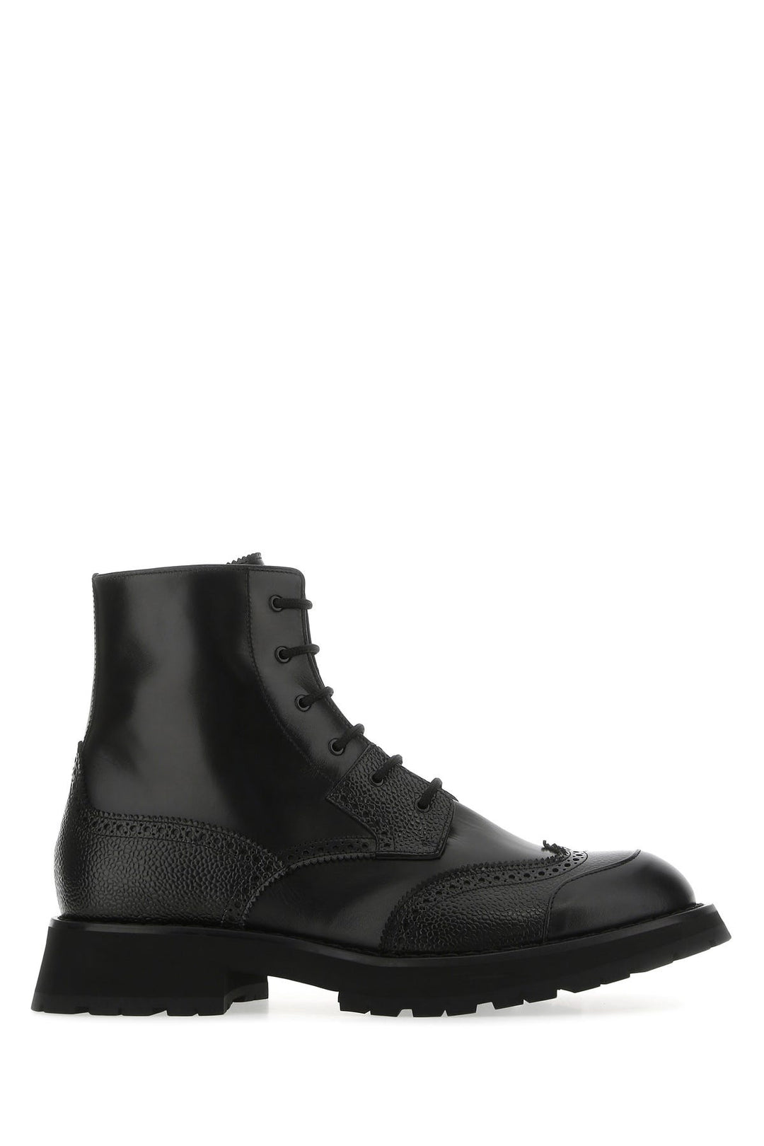 Black leather Punk Worker ankle boots