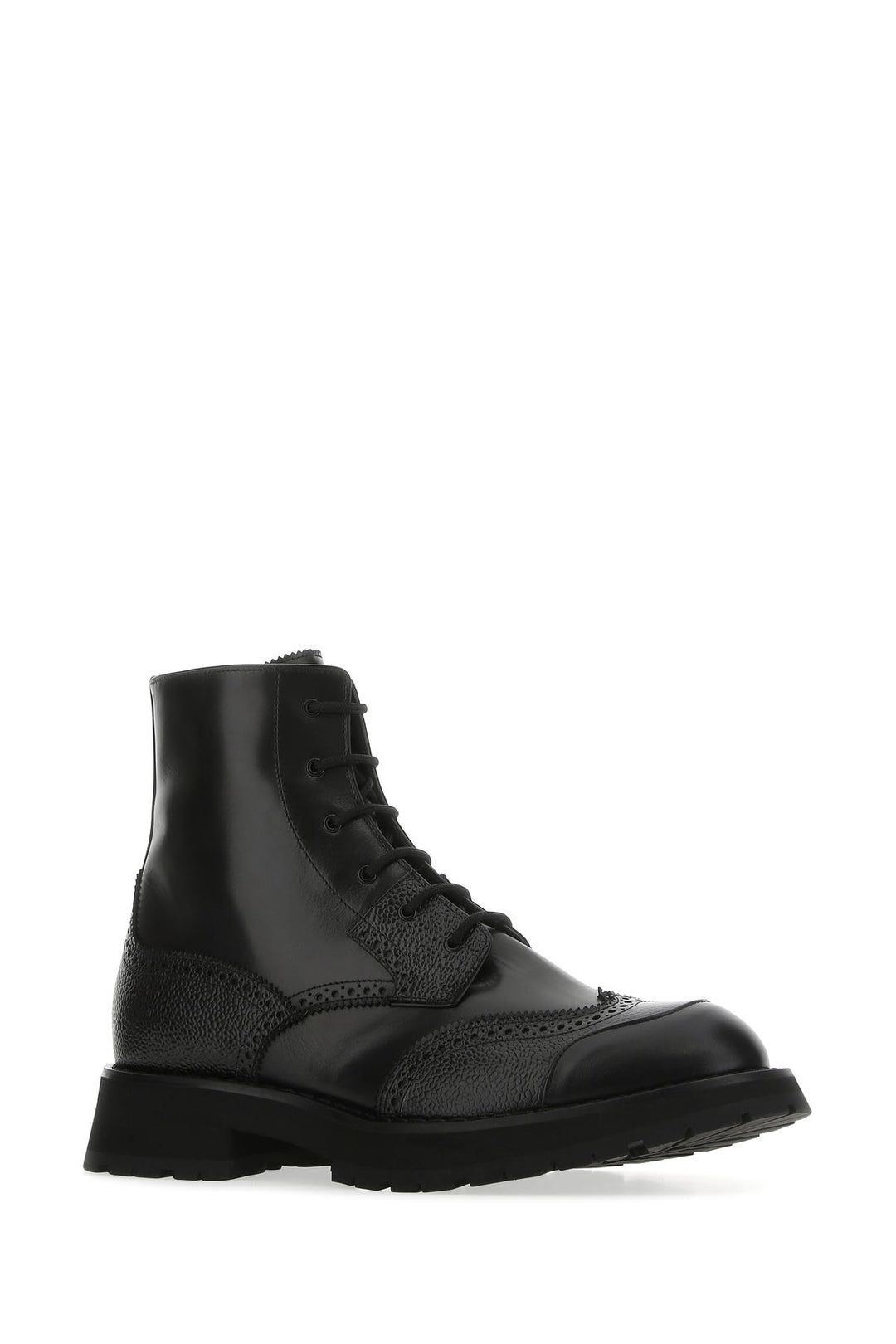 Black leather Punk Worker ankle boots