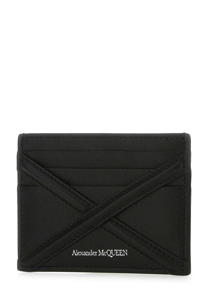 Black leather card holder