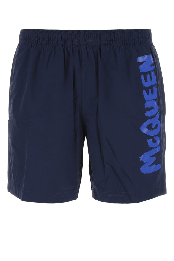 Midnight blue nylon swimming shorts