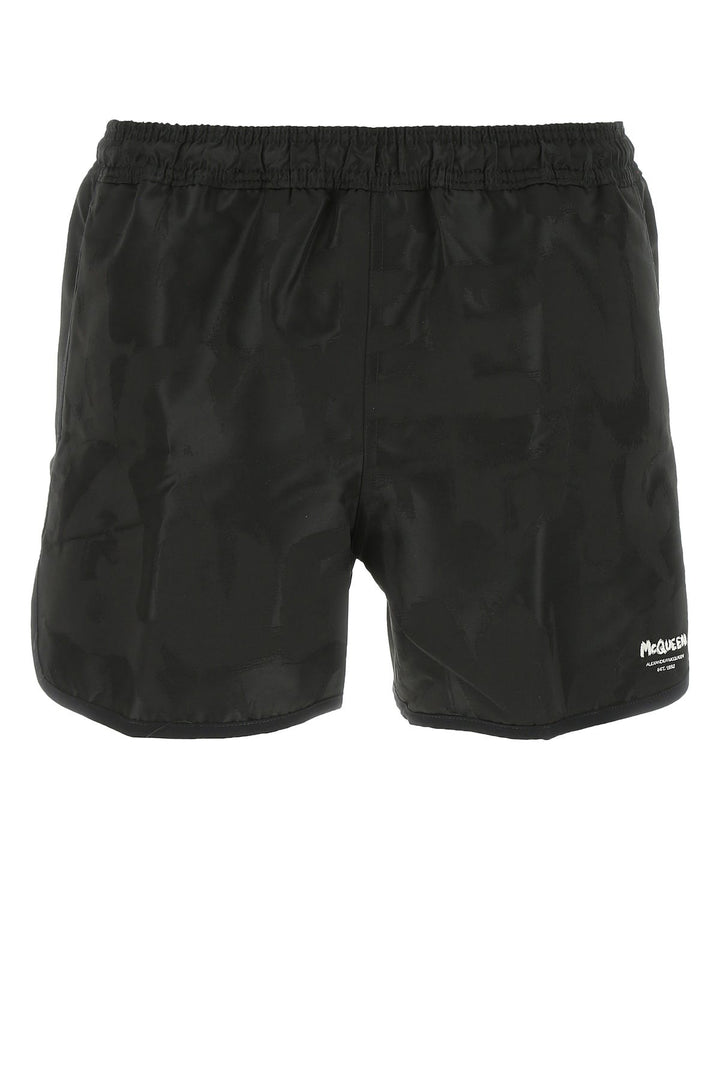 Black polyester swimming shorts