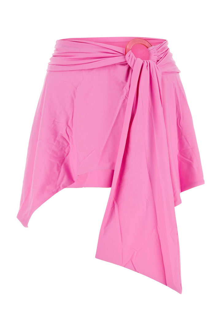 Pink stretch nylon mini skirt