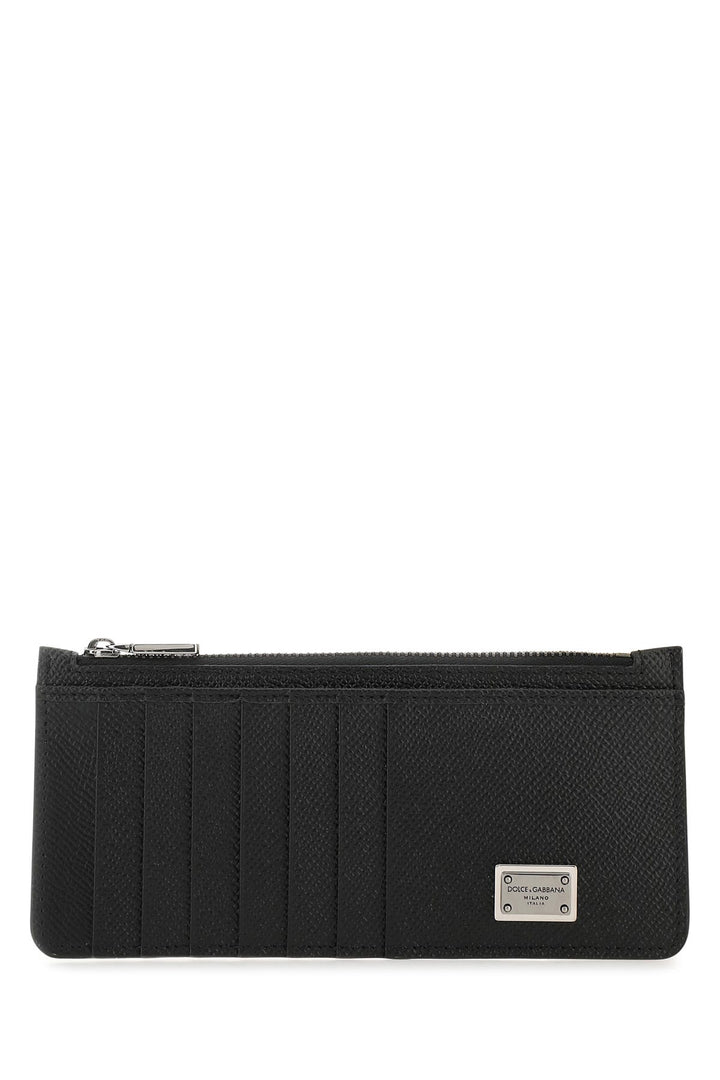 Black leather card holder