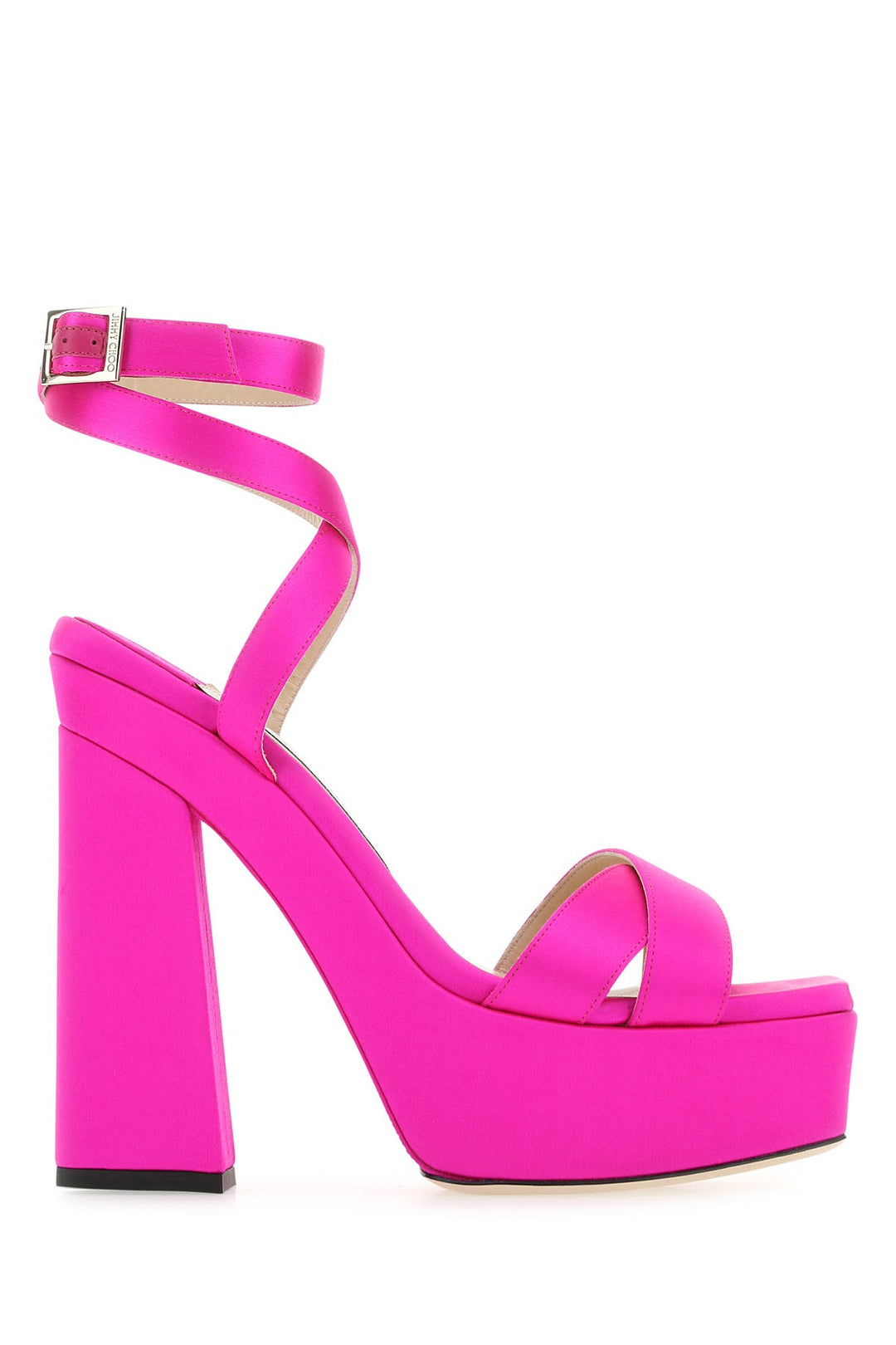 Fuchsia satin Gaia sandals