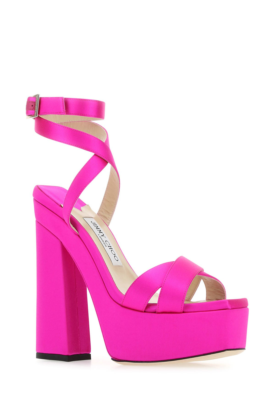 Fuchsia satin Gaia sandals