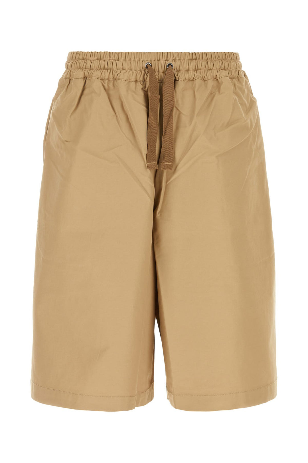 Camel cotton blend bermuda shorts