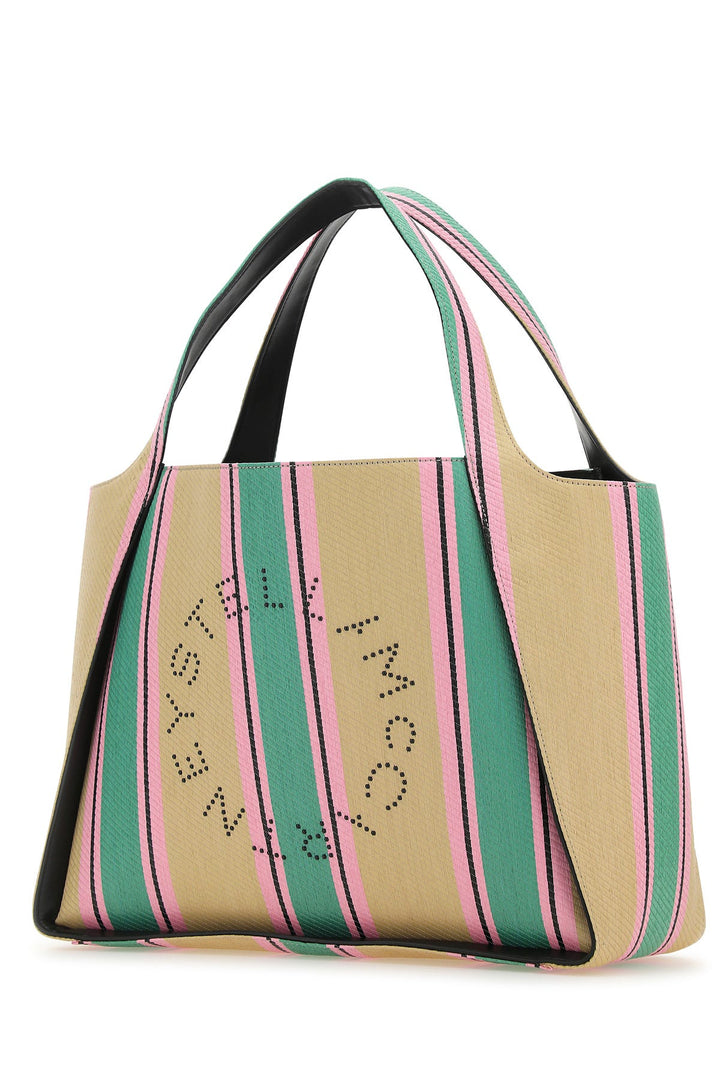 Embroidered raffia Stella Logo shopping bag