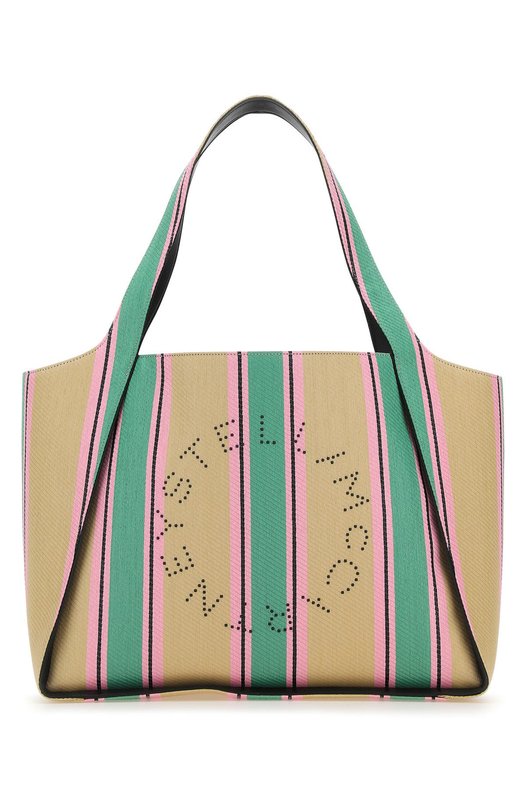 Embroidered raffia Stella Logo shopping bag