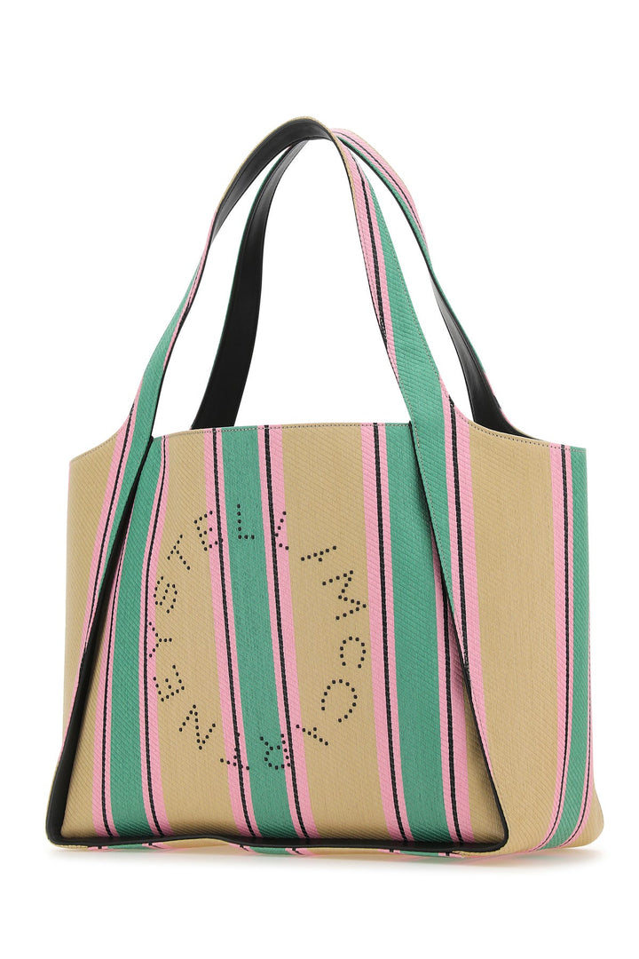 Embroidered raffia Stella Logo shopping bag