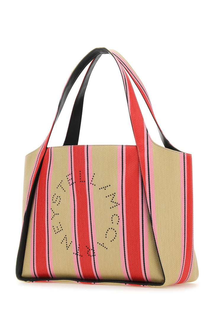 Embroidered raffia Stella Logo shopping bag