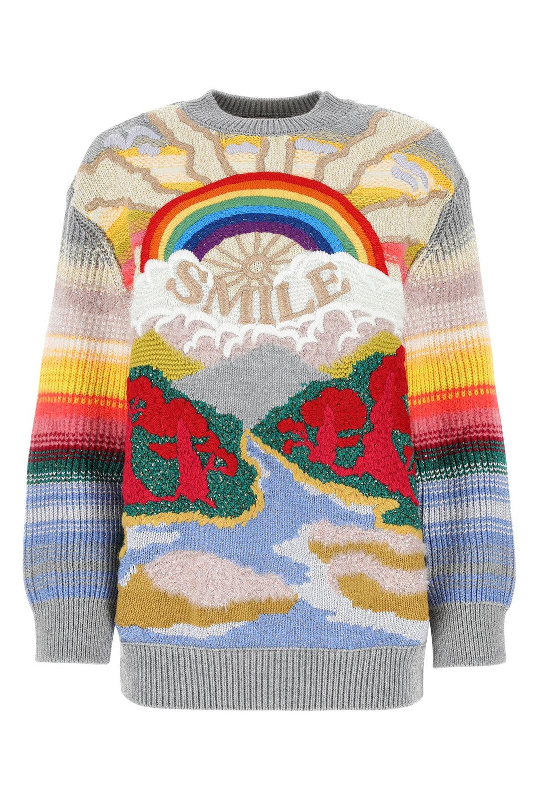 Embroidered wool blend sweater