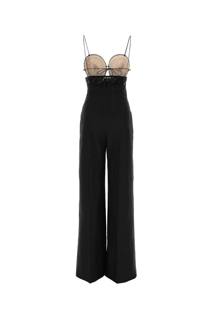 Black linen blend jumpsuit