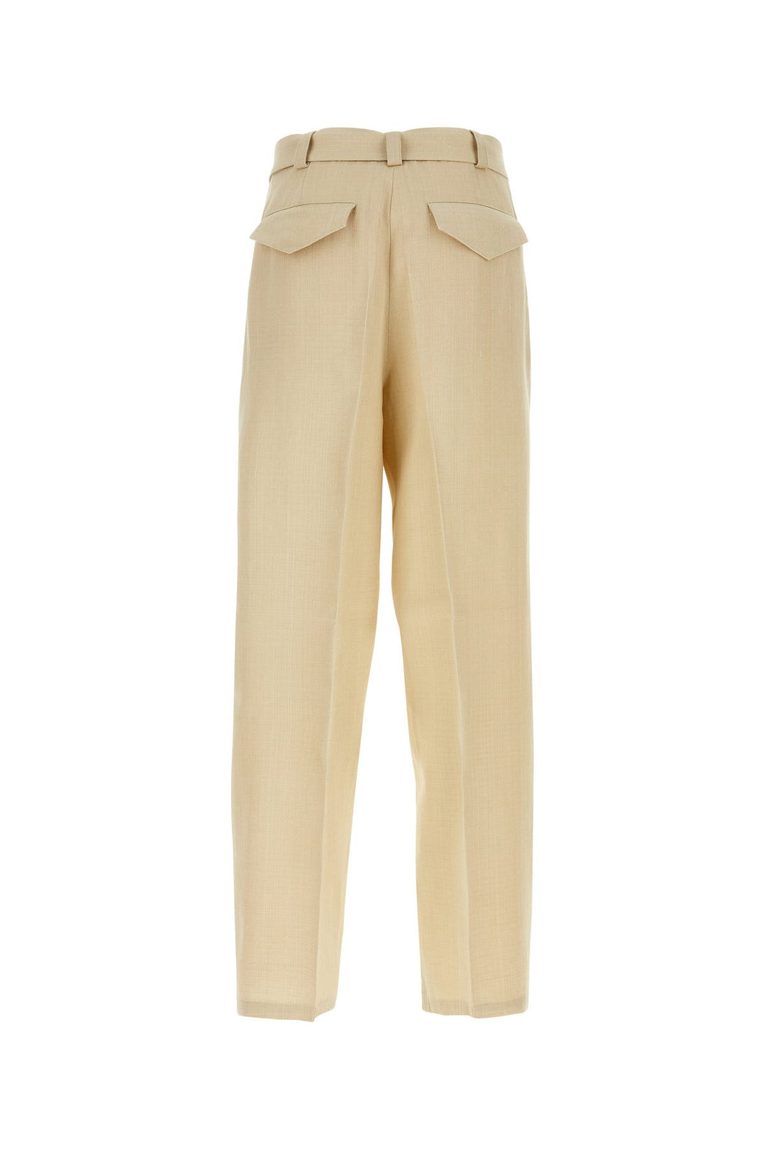 Beige viscose blend wide-leg pant