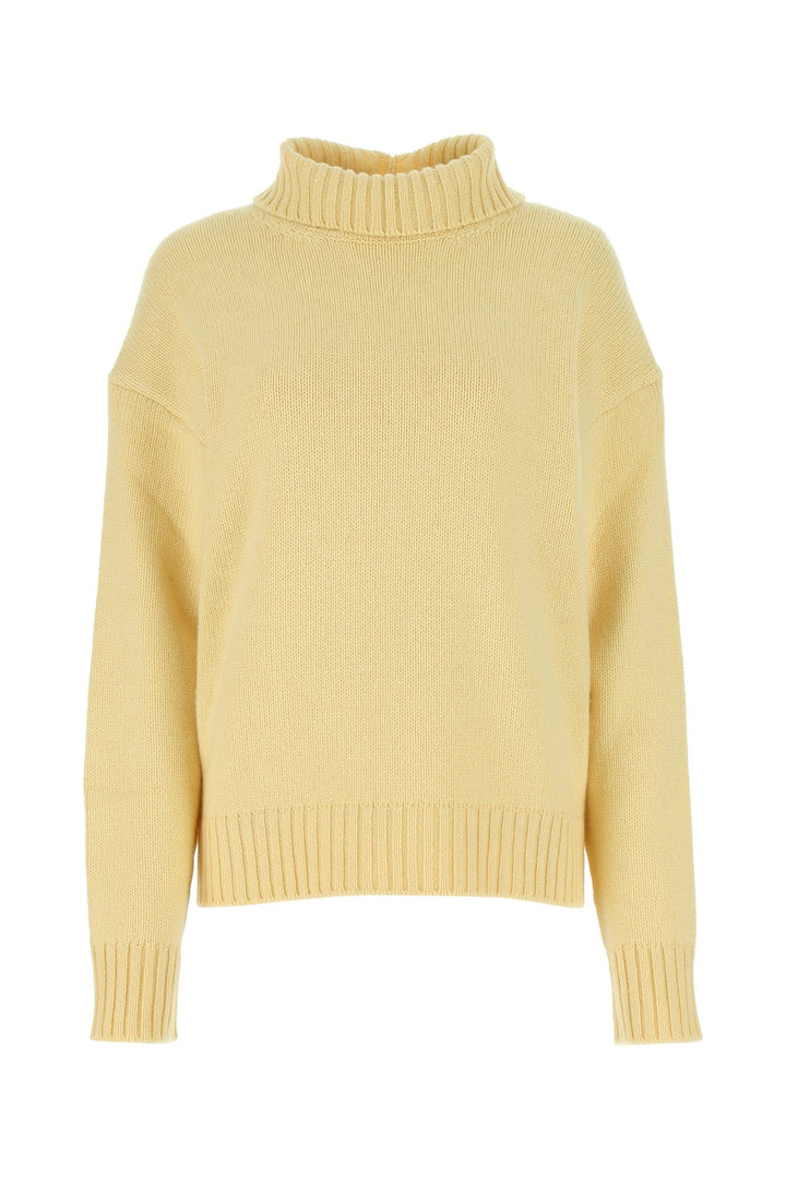 Pastel yellow cashmere blend oversize sweater